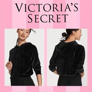 Victoria’s Secret | Ribbed Velour Pullover Hoodie in Black Size Large